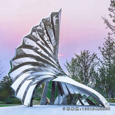 不锈钢广场扇子摆件