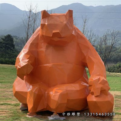 不锈钢几何熊摆件