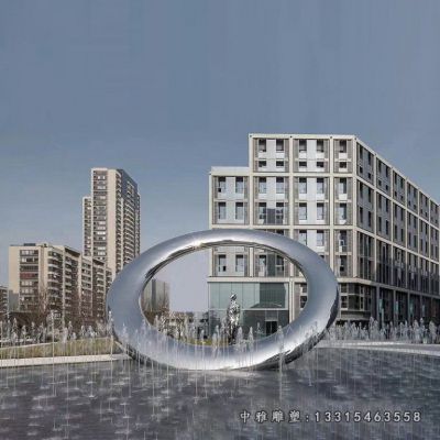 不锈钢水景圆环雕塑