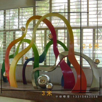 不锈钢彩绘飘带雕塑