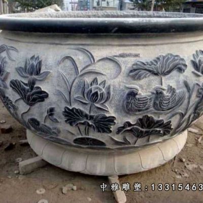 圆形水缸石雕