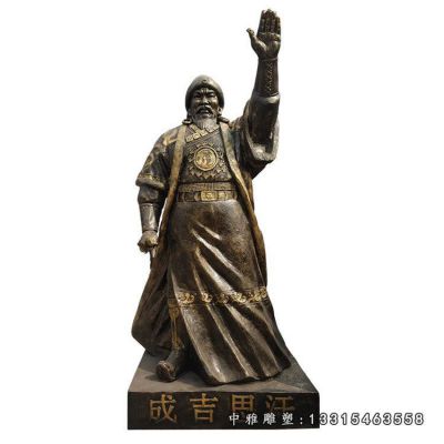 铜雕挥手成吉思汗雕塑