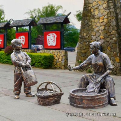 铜雕公园孝道人物雕塑