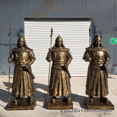 铜雕蒙古士兵