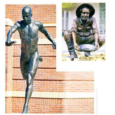 户外跑步铜雕人物