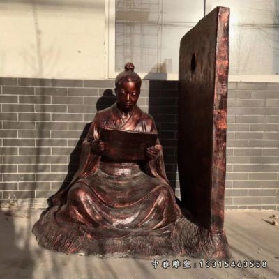 校园凿壁借光铜雕人物