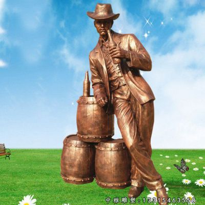 铜雕户外喝酒人物雕塑