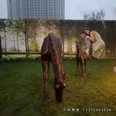 广场铜雕动物马