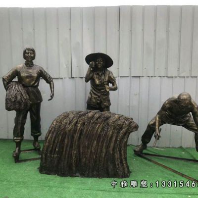 铜雕农耕文化人物雕像