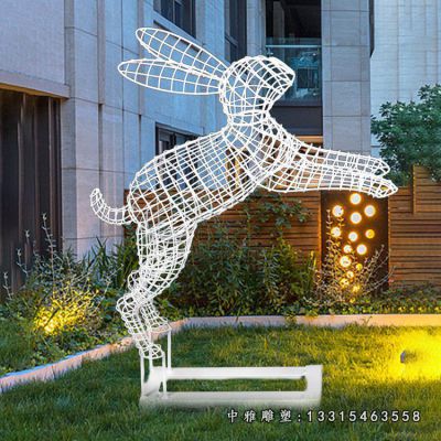 镂空兔子不锈钢雕塑