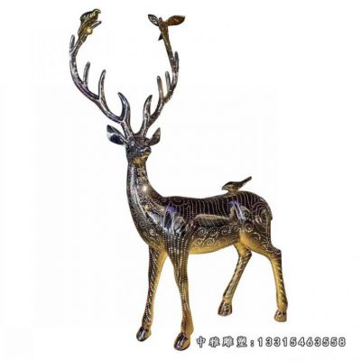 小鹿不锈钢动物雕塑
