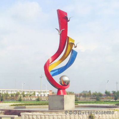 不锈钢抽象彩虹雕塑