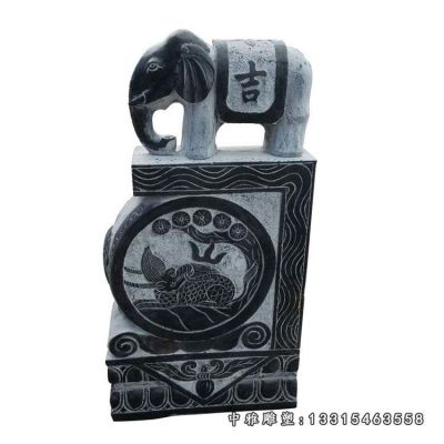 仿古石雕大象抱鼓石