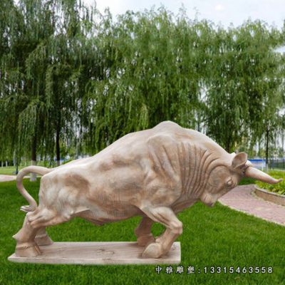 石雕开荒牛摆件