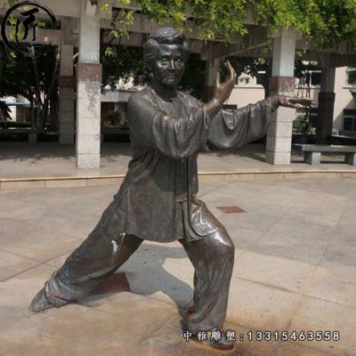打太极铜雕人物
