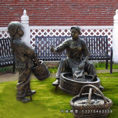 广场孝道铜雕人物