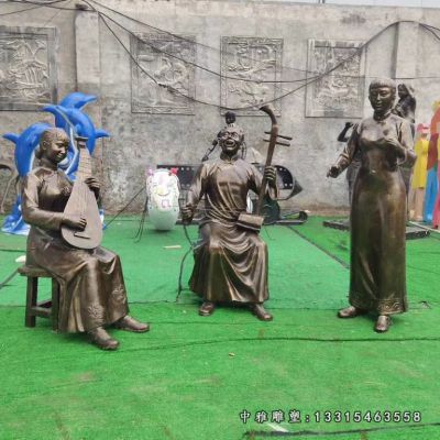铜雕唱戏人物雕像