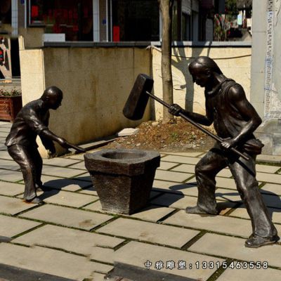 打糍粑铜雕人物雕像