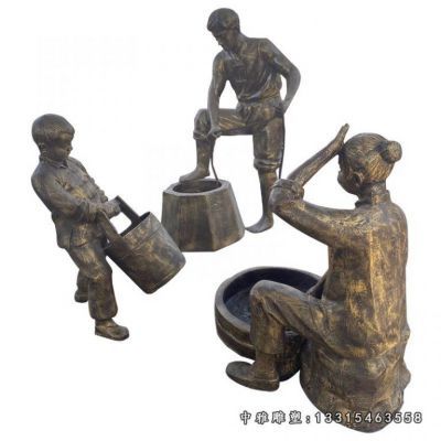 铜雕洗衣服人物雕塑