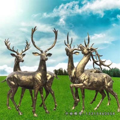 奔跑小鹿铜雕摆件