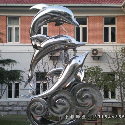顶球海豚不锈钢摆件