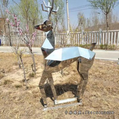 不锈钢公园鹿雕塑