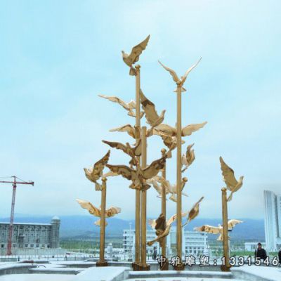 广场鸽子不锈钢雕塑