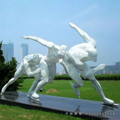 抽象滑冰不锈钢人物雕塑