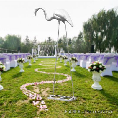 火烈鸟不锈钢动物雕塑