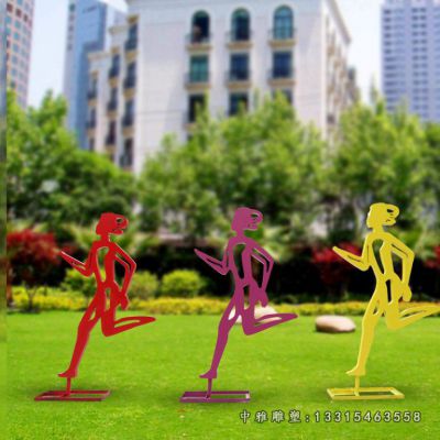 小区跑步人物不锈钢雕塑