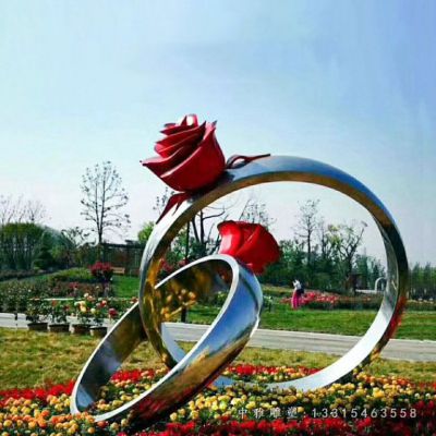 不锈钢仿真玫瑰雕塑