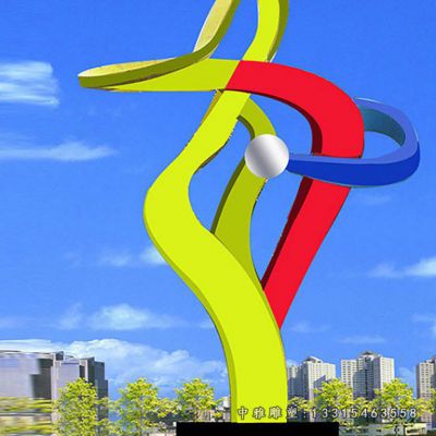 不锈钢彩绘飘带雕塑