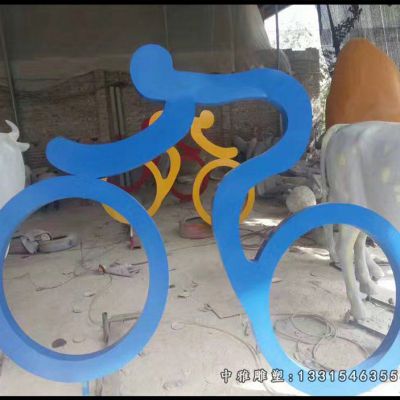 户外骑行不锈钢人物雕塑