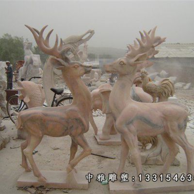 动物石雕鹿摆件