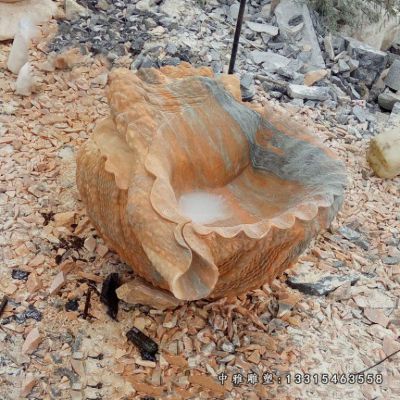 石雕晚霞红海螺