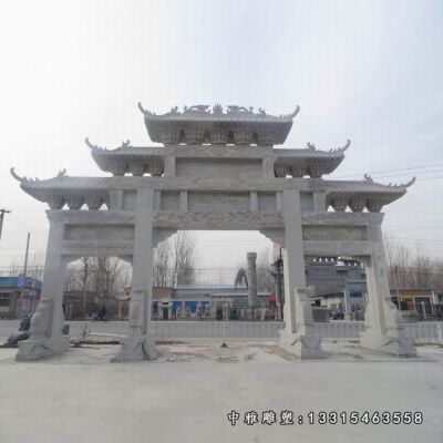 大型石雕牌坊摆件
