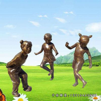 铜雕踢毽子人物雕像