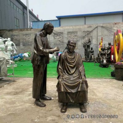 商业街铜雕理发人物