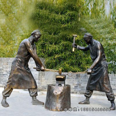 打铁铜雕人物雕塑