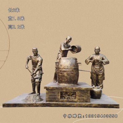 铜雕酒文化酿酒人物