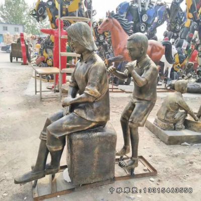 公园孝道主题人物铜雕 