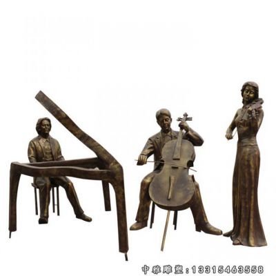 弹钢琴铜雕人物雕塑
