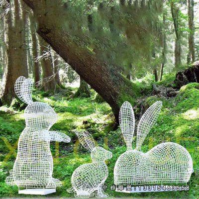 镂空兔子不锈钢摆件