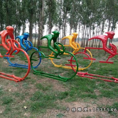 抽象骑车不锈钢人物雕像