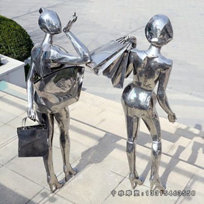 逛街人物不锈钢雕塑