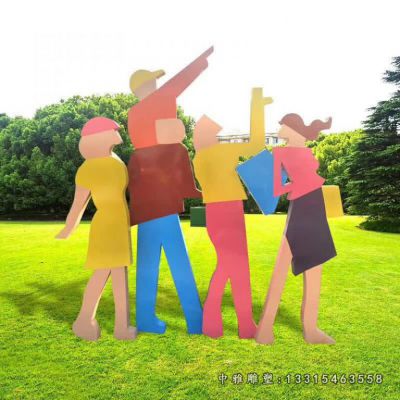 时尚购物人物不锈钢雕像