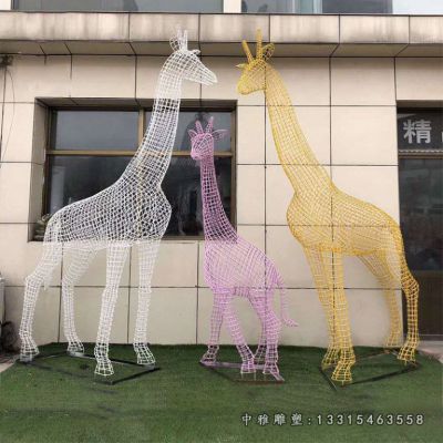 广场长颈鹿不锈钢雕塑