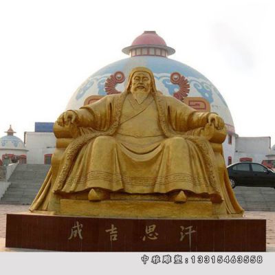 挥手铜雕成吉思汗