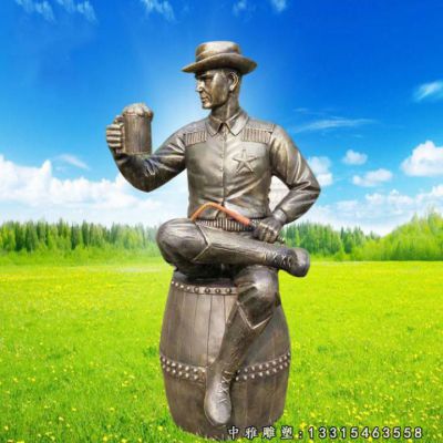 铜雕喝酒人物雕塑