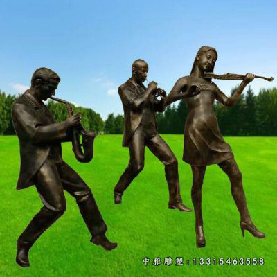 铜雕拉小提琴人物